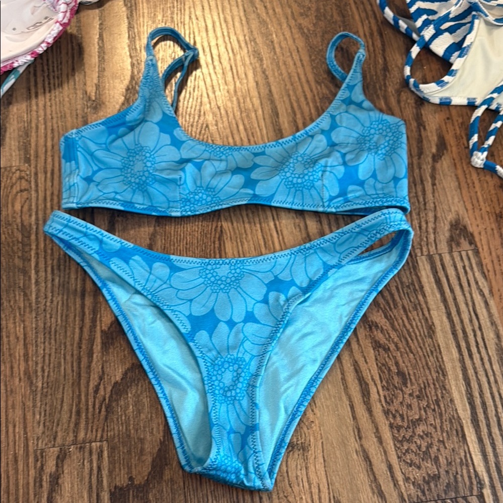 Triangl blue Floral Bikini Set
